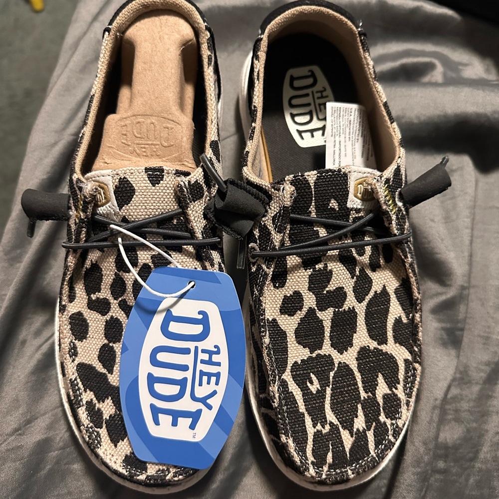 Hey Dude Leopard-Print Wally Sneakers - Beige & Black